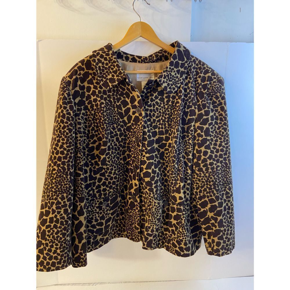 Susan graver blazer animal print‎ 1x jacket QVC
